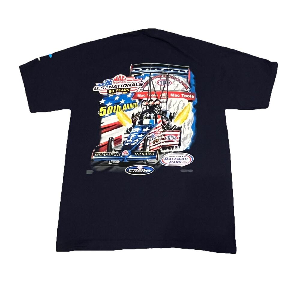 NHRA Y2K T-Shirt “50TH ANNUAL US NATIONALS WORLDS LARGEST DRAG RACE" 2004 SIZE M